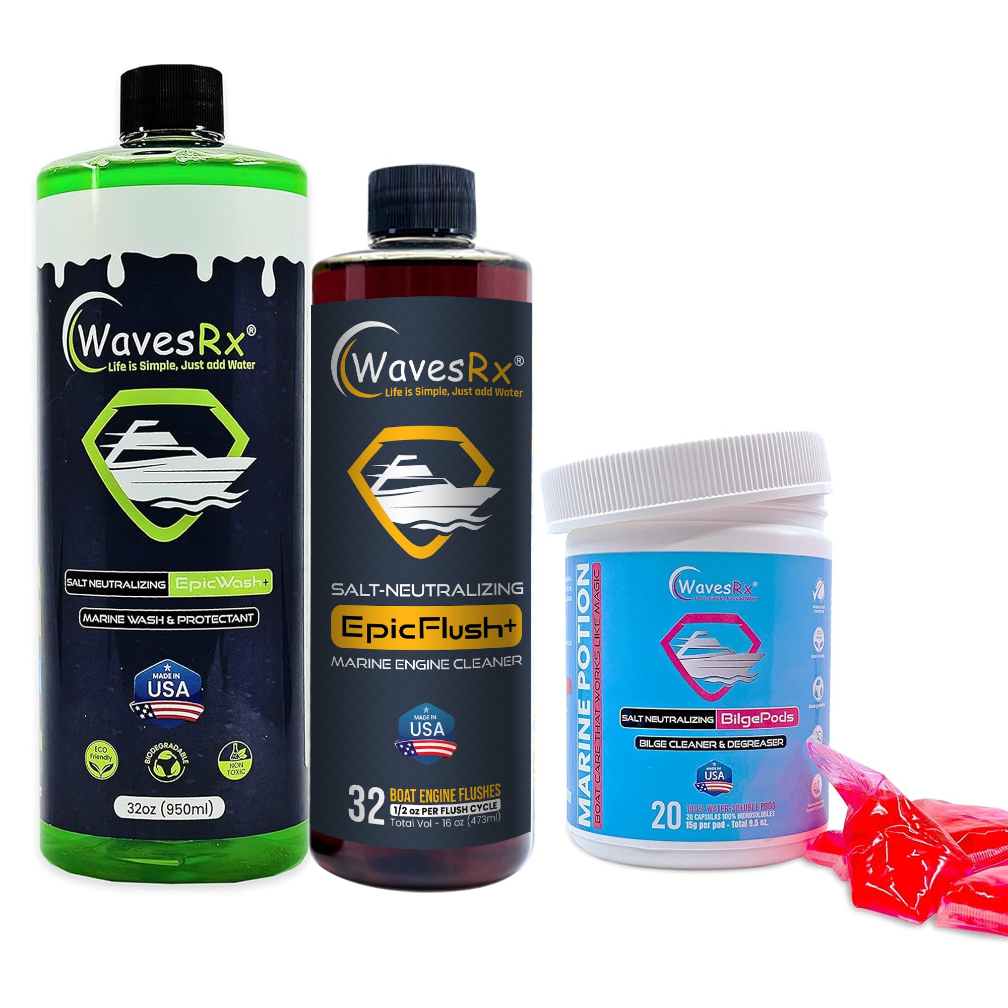 Boat Soap & Marine Engine Flush Combo from WavesRx