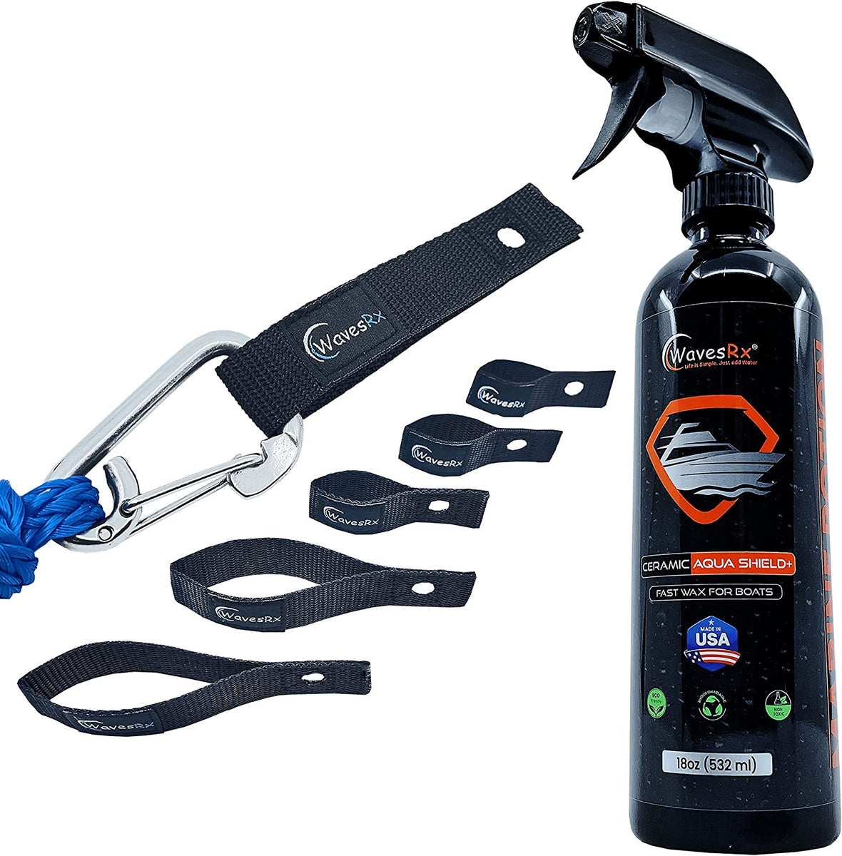 WAVESRX Jetski Cleats Soft Loops (7PK) + Ceramic Sealant Spray Wax (Aq WavesRx