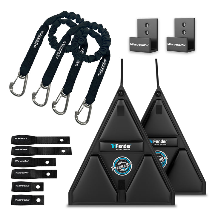 WAVESRX ULTIMATE JET SKI DOCKING BUNDLE | TRIFENDER (2PK) + DOCKINGPAL BUNGEE 3'-5' (2PK) + SOFT LOOP CLEATS