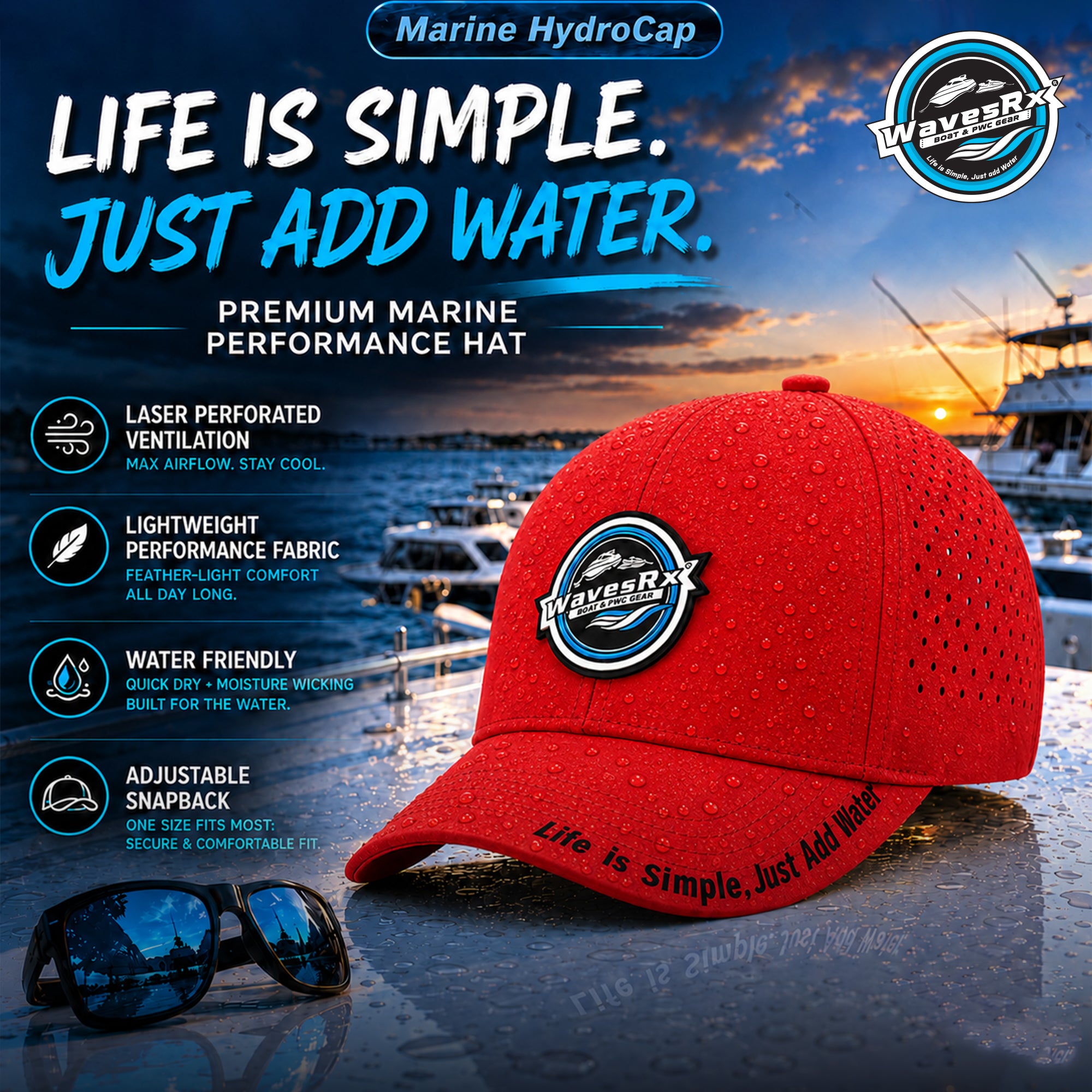 HydroCap Marine Hat (Red)