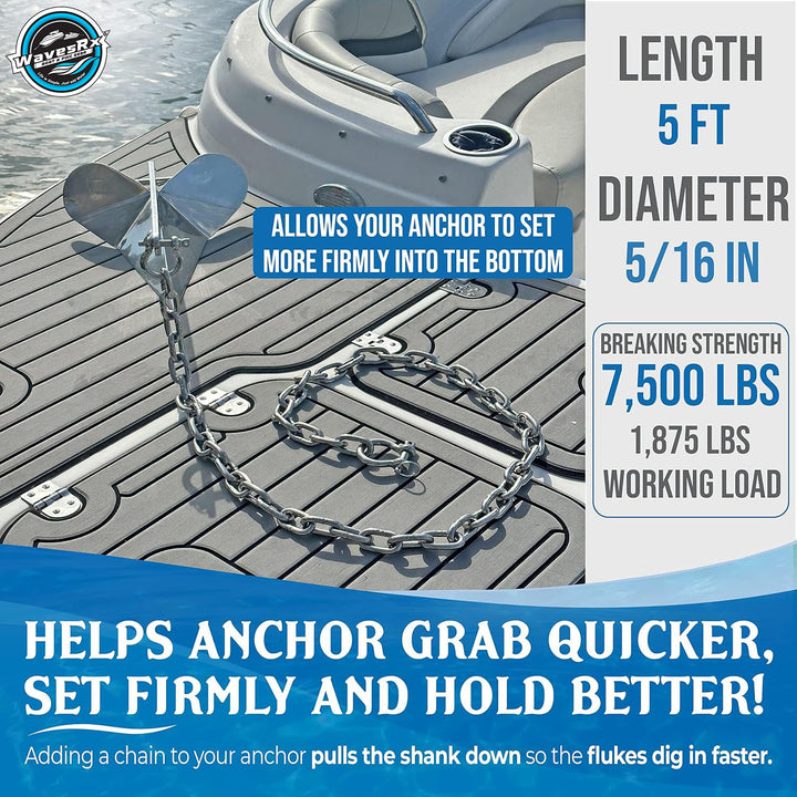12 lb TriAnchor + 5 ft Chain Silver