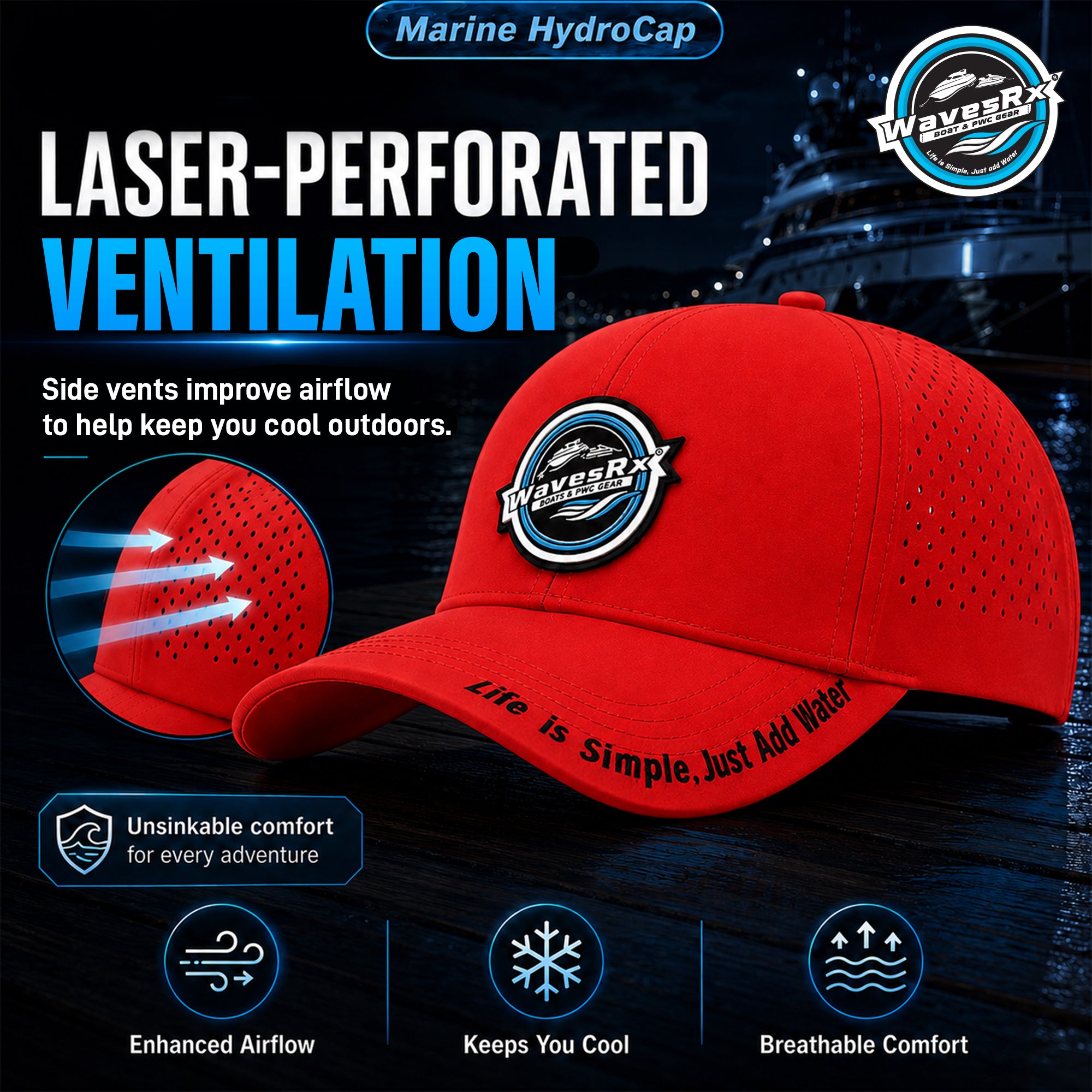 HydroCap Marine Hat (Red)