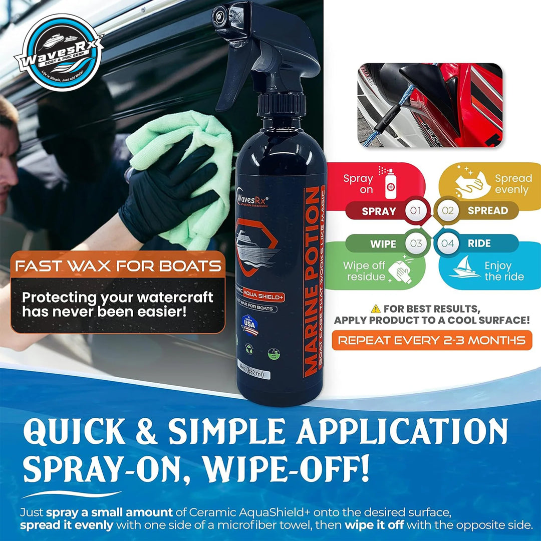 WAVESRX MARINE SCUFF ERASERS PAD + CERAMIC SPRAY WAX (AQUASHIELD) + BOAT WASH (EPICWASH)