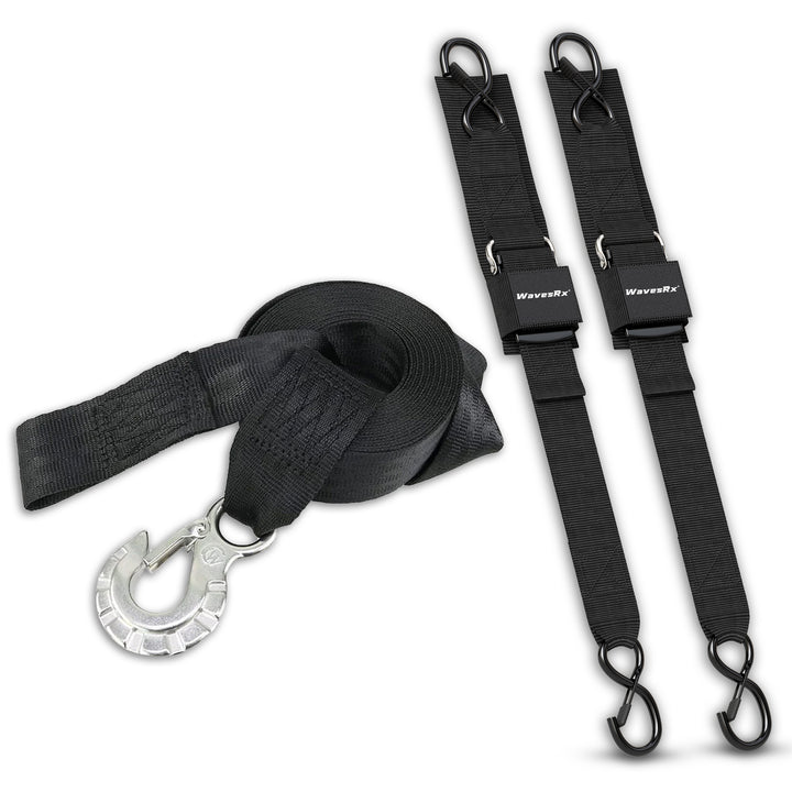 JET SKI TRAILER WINCH STRAP + 2PK 48" TRANSOM TIE-DOWN STRAPS