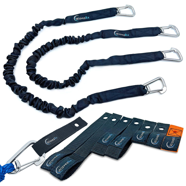 WAVESRX JET SKI & PWC DOCKING BUNDLE | JETSKI SOFT LOOP CLEATS + DOCKINGPAL 3'-5" BUNGEE LINES