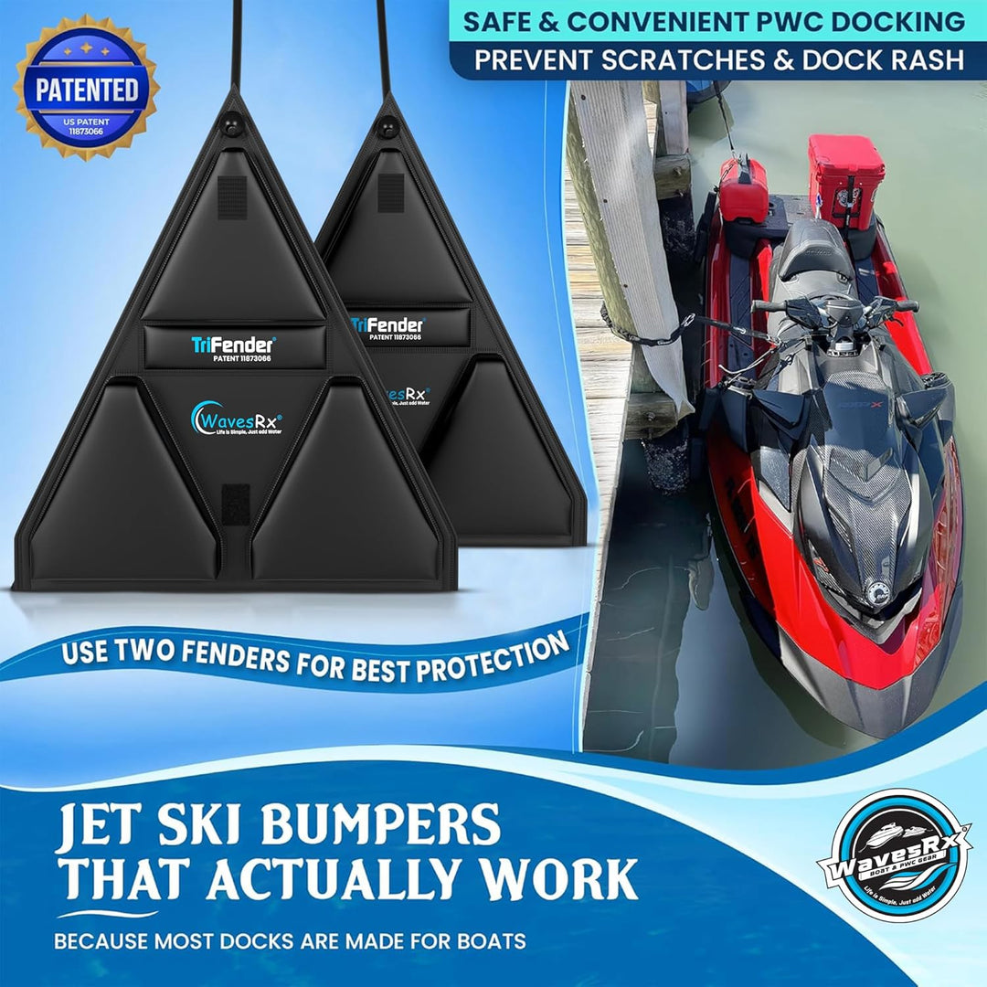 WAVESRX ULTIMATE JET SKI DOCKING BUNDLE | TRIFENDER (2PK) + DOCKINGPAL BUNGEE 3'-5' (2PK) + SOFT LOOP CLEATS