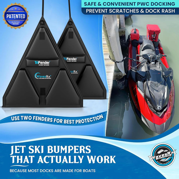 WAVESRX ULTIMATE JET SKI DOCKING BUNDLE | TRIFENDER (2PK) + DOCKINGPAL BUNGEE 3'-5' (2PK) + SOFT LOOP CLEATS