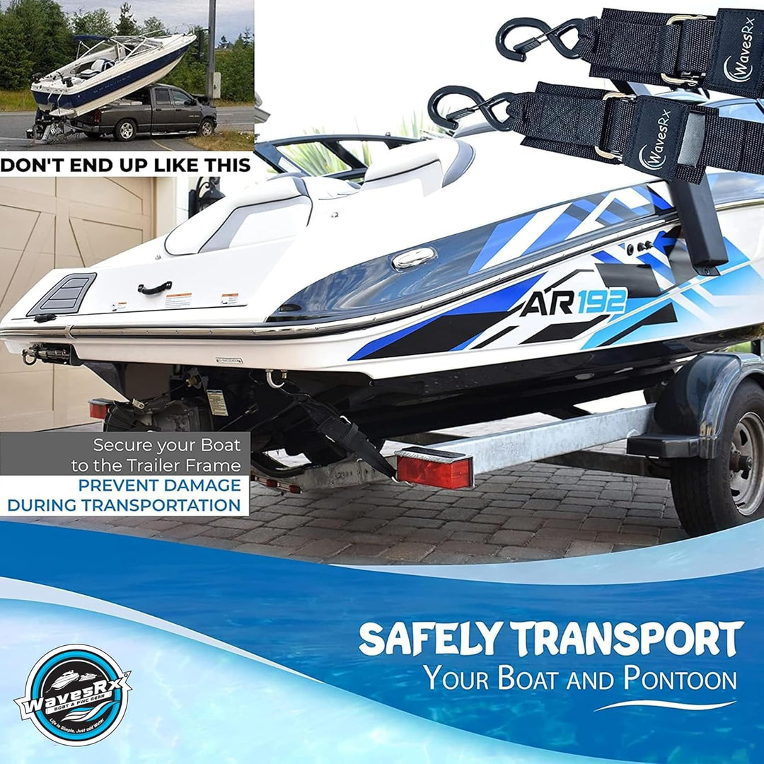 JET SKI TRAILER WINCH STRAP + 2PK 48" TRANSOM TIE-DOWN STRAPS