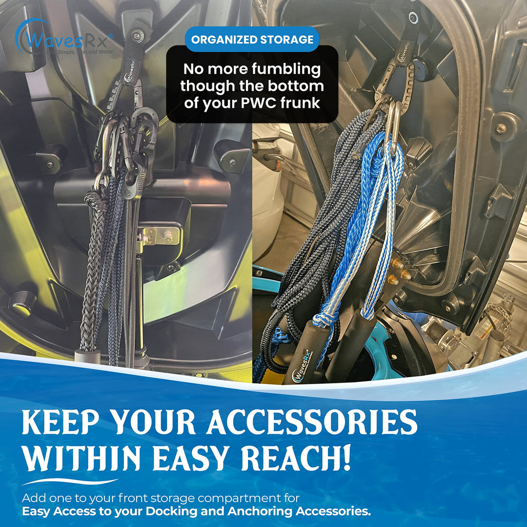 WAVESRX JET SKI DOCKING & ANCHORING BUNDLE | SOFT LOOP CLEATS + ANCHORMATE BUNGEE LINE (7'-14') + WAVECOBRA 12" BEACH SPIKE ALUMINUM ANCHOR