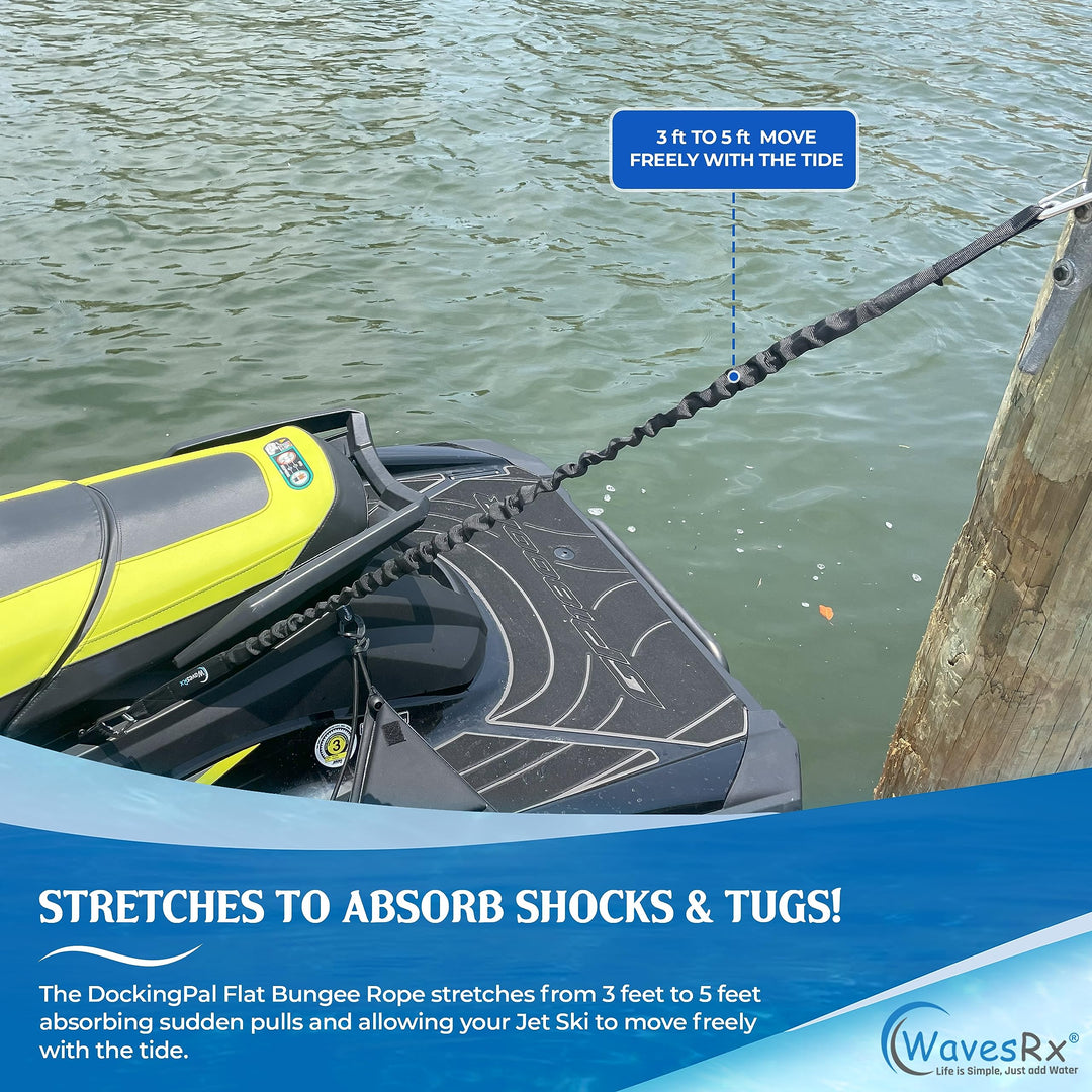 WAVESRX JET SKI & PWC DOCKING BUNDLE | JETSKI SOFT LOOP CLEATS + DOCKINGPAL 3'-5" BUNGEE LINES