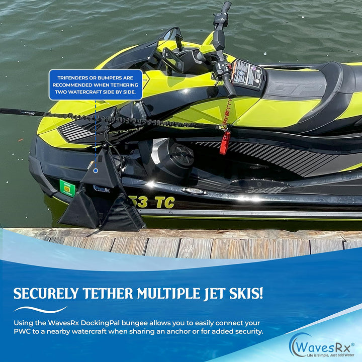 WAVESRX JET SKI & PWC DOCKING BUNDLE | JETSKI SOFT LOOP CLEATS + DOCKINGPAL 3'-5" BUNGEE LINES
