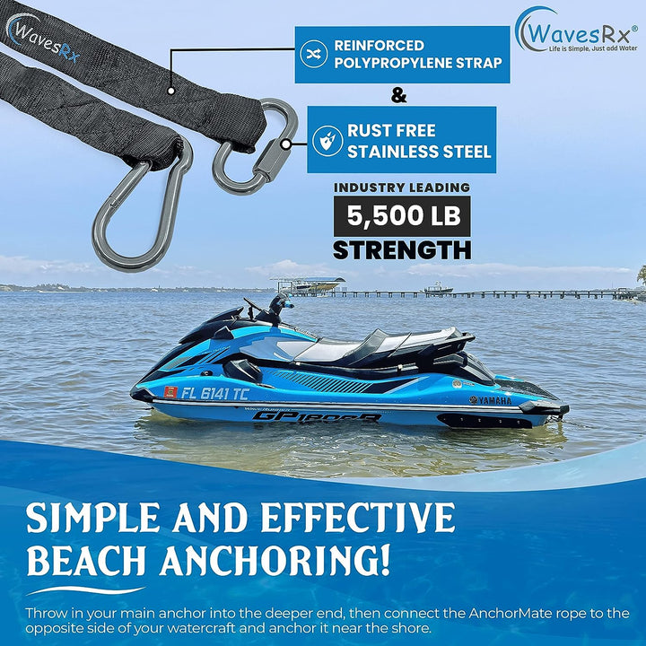 12'' Aluminum Beach Spike Anchor + 5lb TriAnchor (Stainless Steel Folding Anchor) + 2 AnchorMate Bungee Lines (7'-14' and 7'-25')