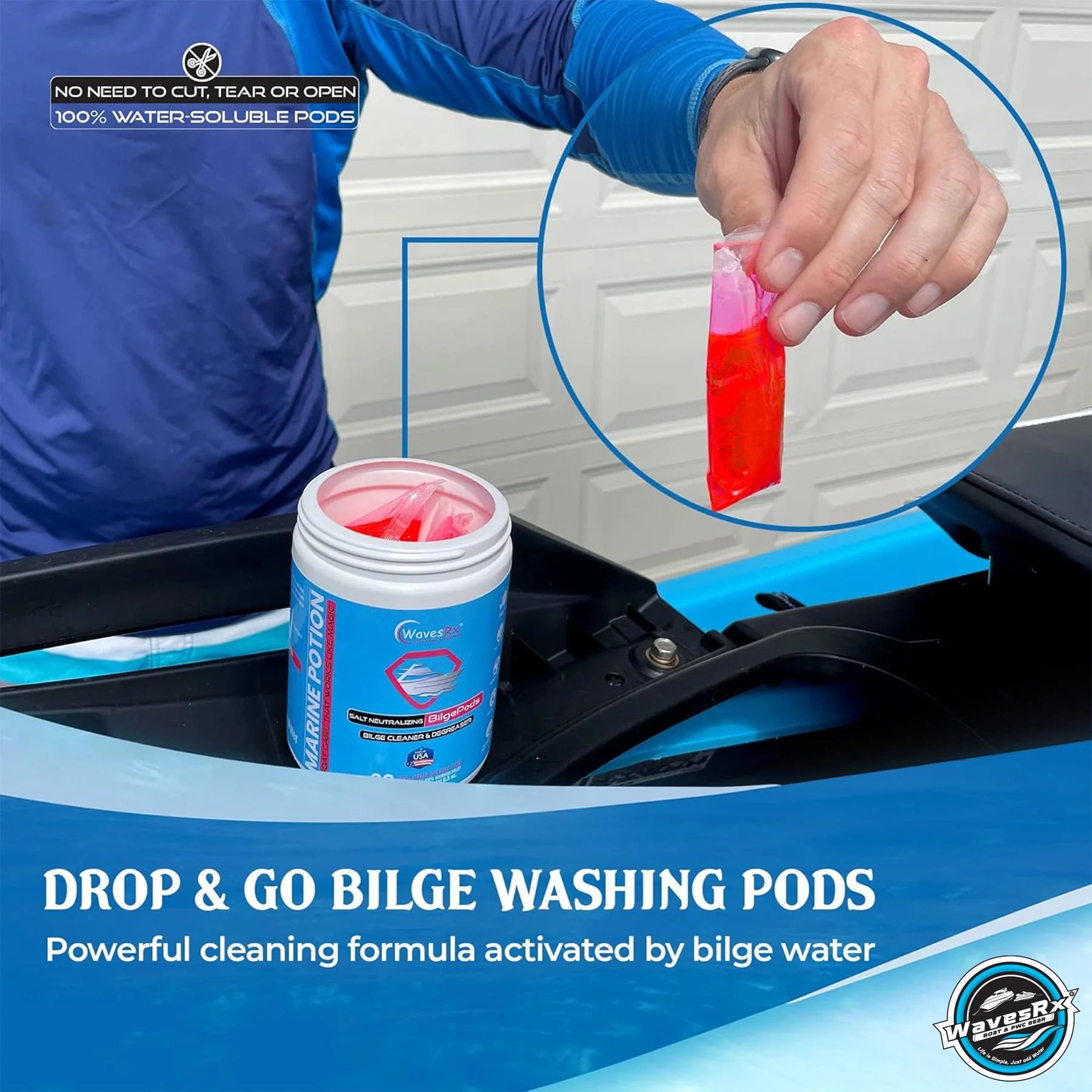 WAVESRX MARINE ENGINE FLUSH + BILGE CLEANING PODS