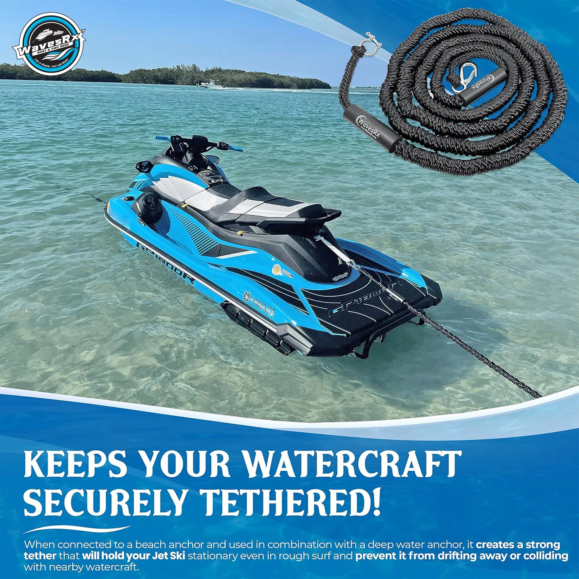 WavesRx 7 lb TriAnchor with 14-50 bungee + 18 inch SpikeAnchor with 7-25 bunge