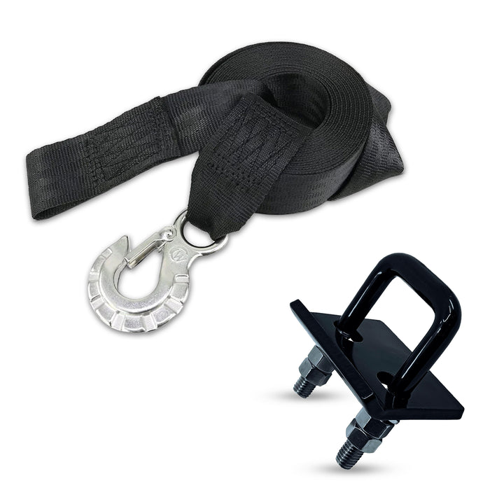 WINCH STRAP WITH SS HOOK + BOAT TRAILER HITCH TIGHTENER & STABILIZER