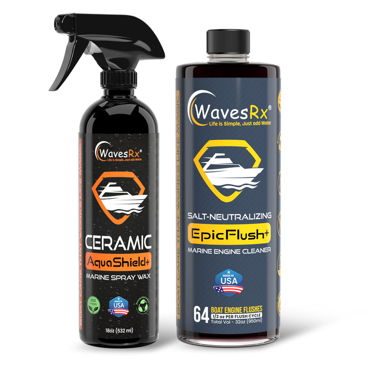 WAVESRX CERAMIC SPRAY WAX (AQUASHIELD) + ENGINE FLUSH (EPICFLUSH) 62 OZ