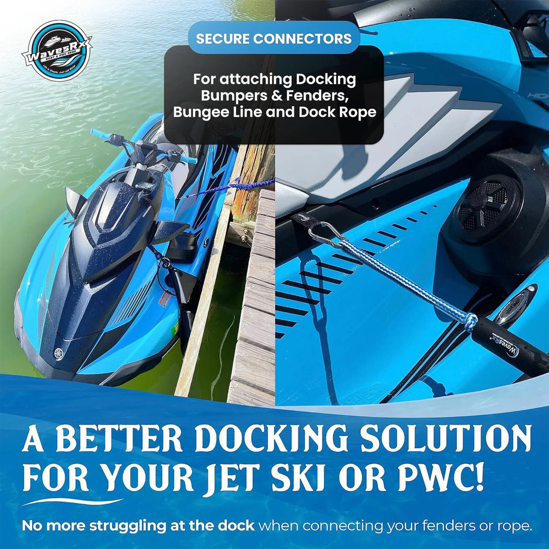 WAVESRX JET SKI DOCKING & ANCHORING BUNDLE | SOFT LOOP CLEATS + ANCHORMATE BUNGEE (7'-14') + 12" BEACH ANCHOR