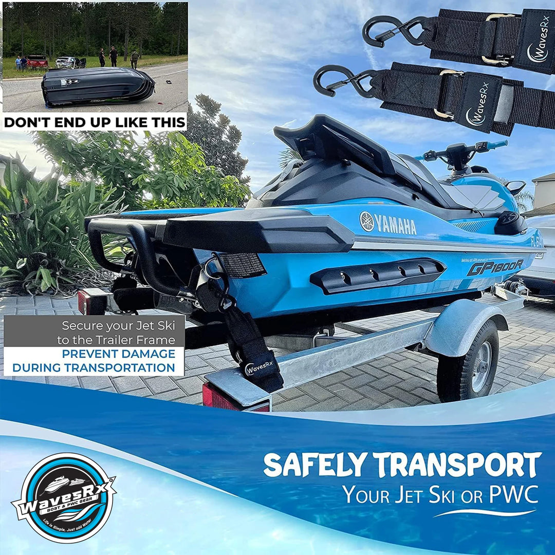 JET SKI TRAILER TRANSOM STRAPS 24" (2PK) + 316 SS WINCH HOOK
