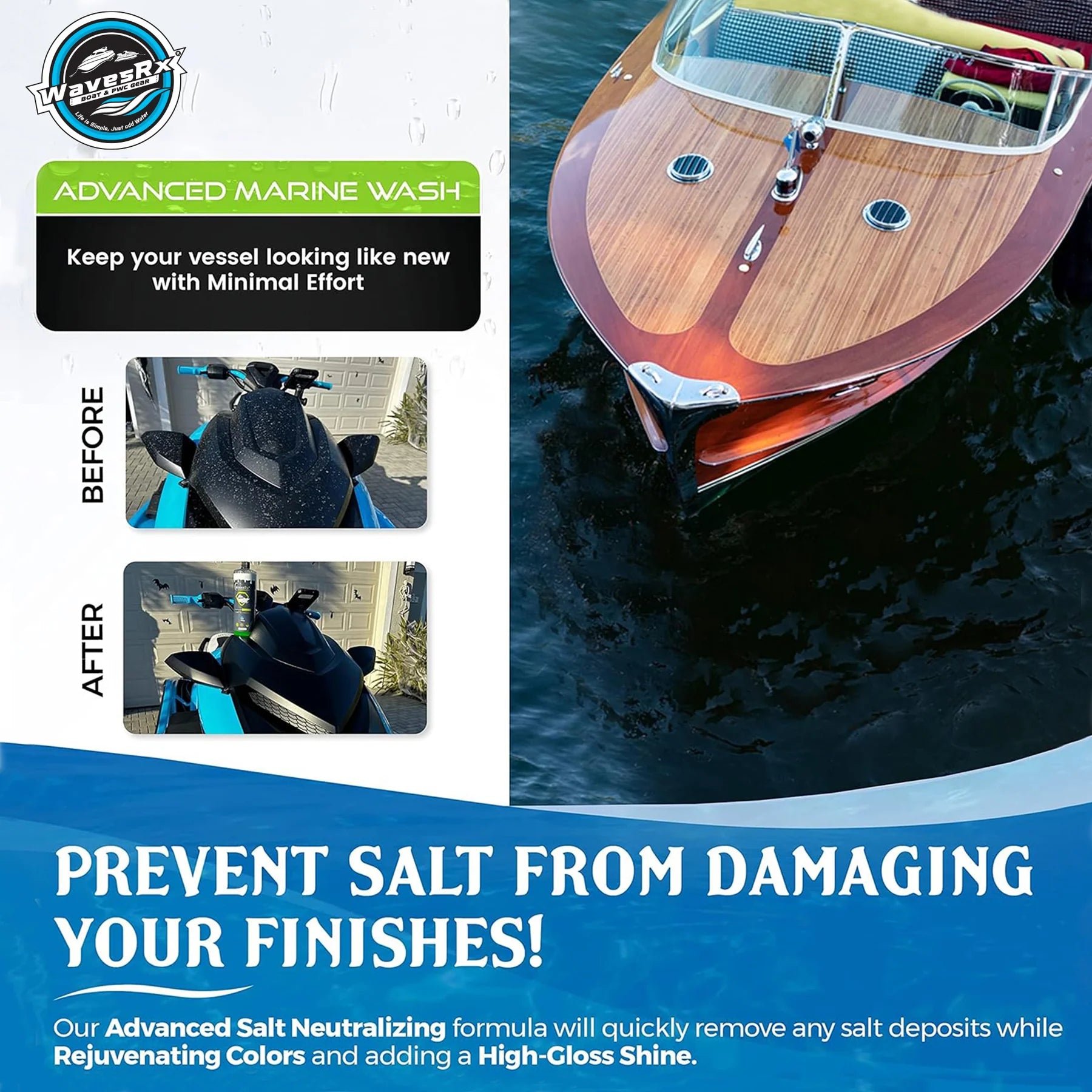 WAVESRX BOAT SCUFF & GRIME ERASERS + BOAT WASH (EPICWASH) + EPICFLUSH + BILGEPODS