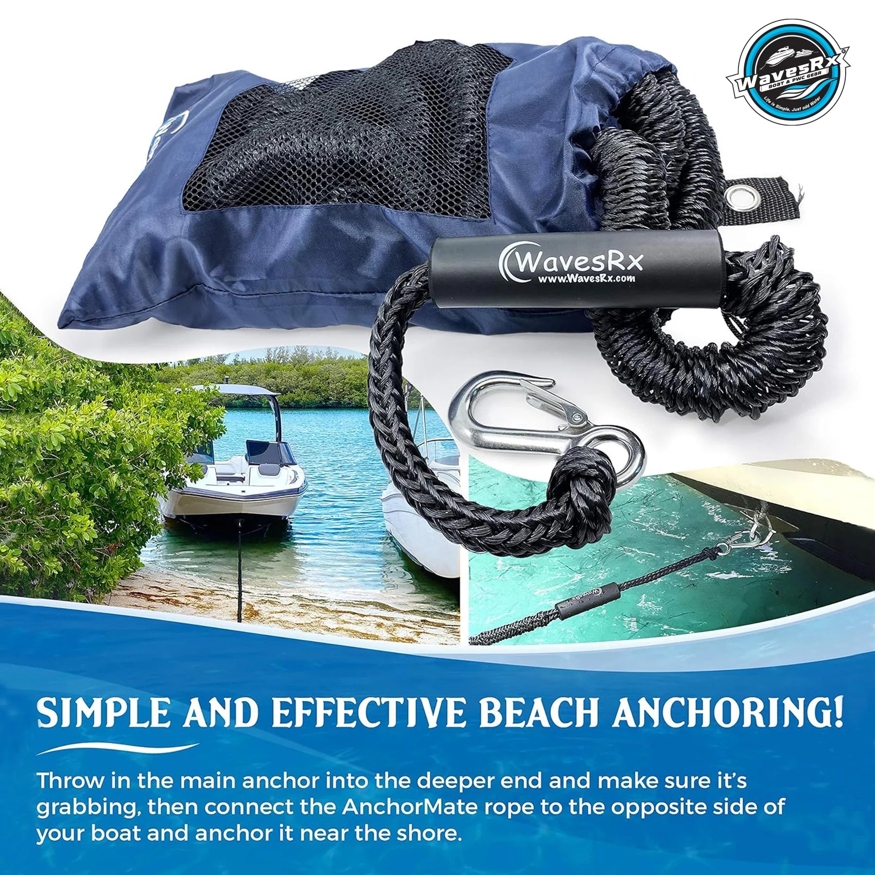 18'' SPIKE ANCHOR + 7LB TRIANCHOR + 2 ANCHORMATE BUNGEE LINES (7'-14' AND 14'-50')