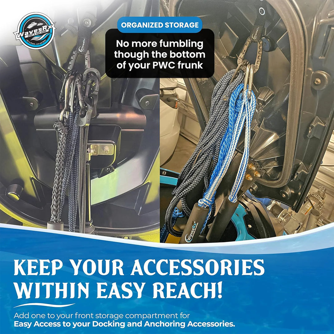 WAVESRX JET SKI DOCKING & ANCHORING BUNDLE | SOFT LOOP CLEATS + ANCHORMATE BUNGEE (7'-14') + 12" BEACH ANCHOR