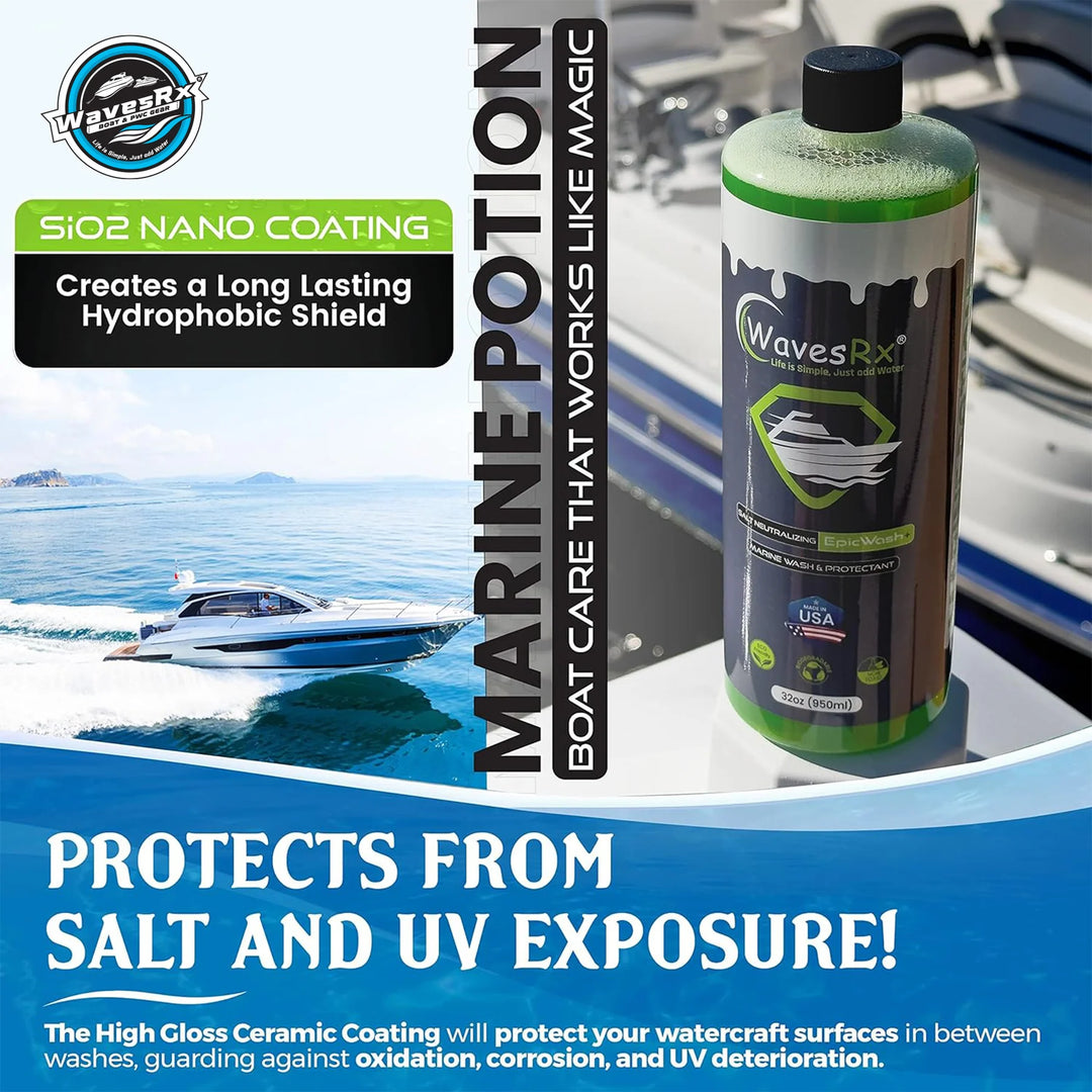 WAVESRX MARINE SCUFF ERASERS PAD + CERAMIC SPRAY WAX (AQUASHIELD) + BOAT WASH (EPICWASH)