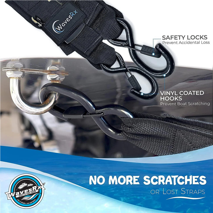 JET SKI TRAILER TRANSOM STRAPS 24" (2PK) + 316 SS WINCH HOOK