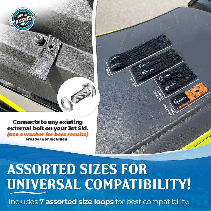 WAVESRX JET SKI DOCKING & ANCHORING BUNDLE | SOFT LOOP CLEATS + ANCHORMATE BUNGEE (7'-14') + 12" BEACH ANCHOR