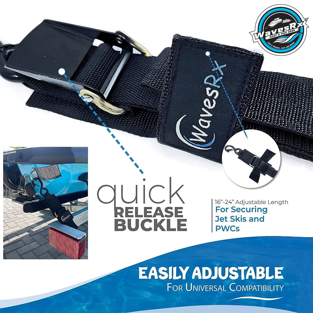 JET SKI TRAILER WINCH STRAP + 2PK 24" TRANSOM TIE-DOWN STRAPS
