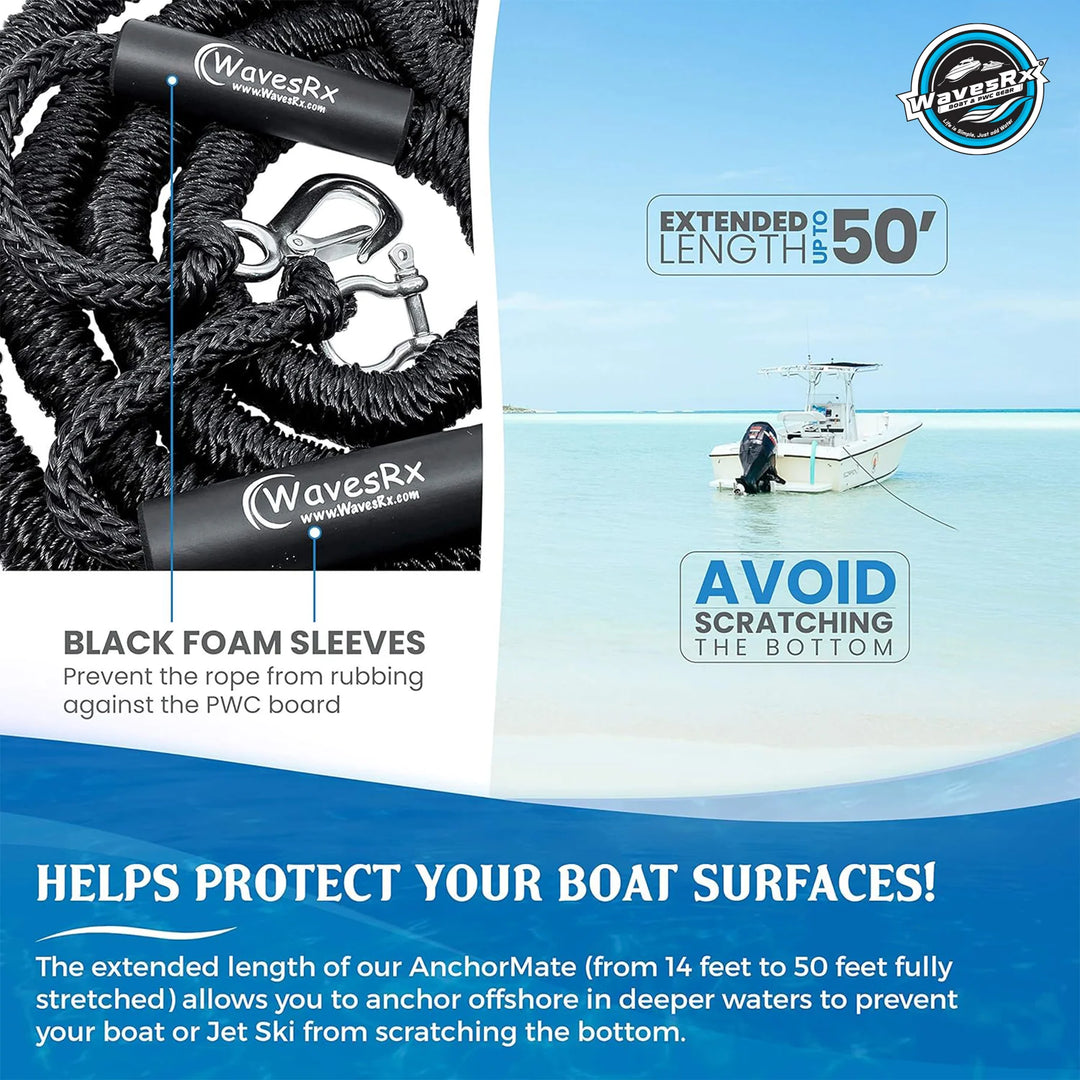 WAVESRX BUNGEE LINE (14' - 50') + ALUMINUM SAND ANCHOR + ERASER PADS