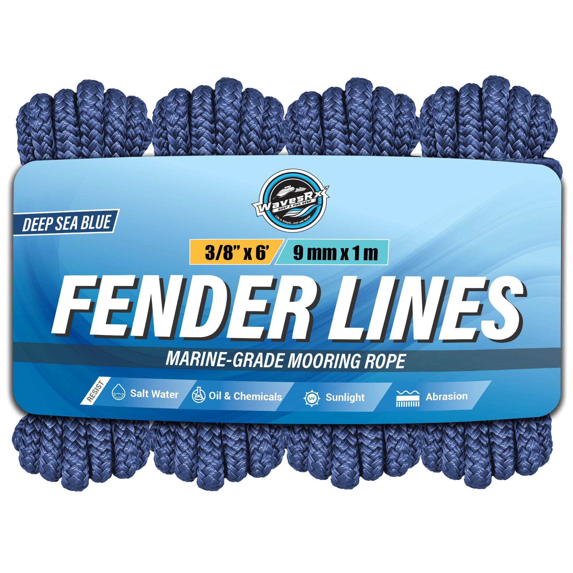 Seachoice 1/4 Inch X 6 Ft Teal Double Braid Nylon Fender Lines – Pack Of 4 For Boats