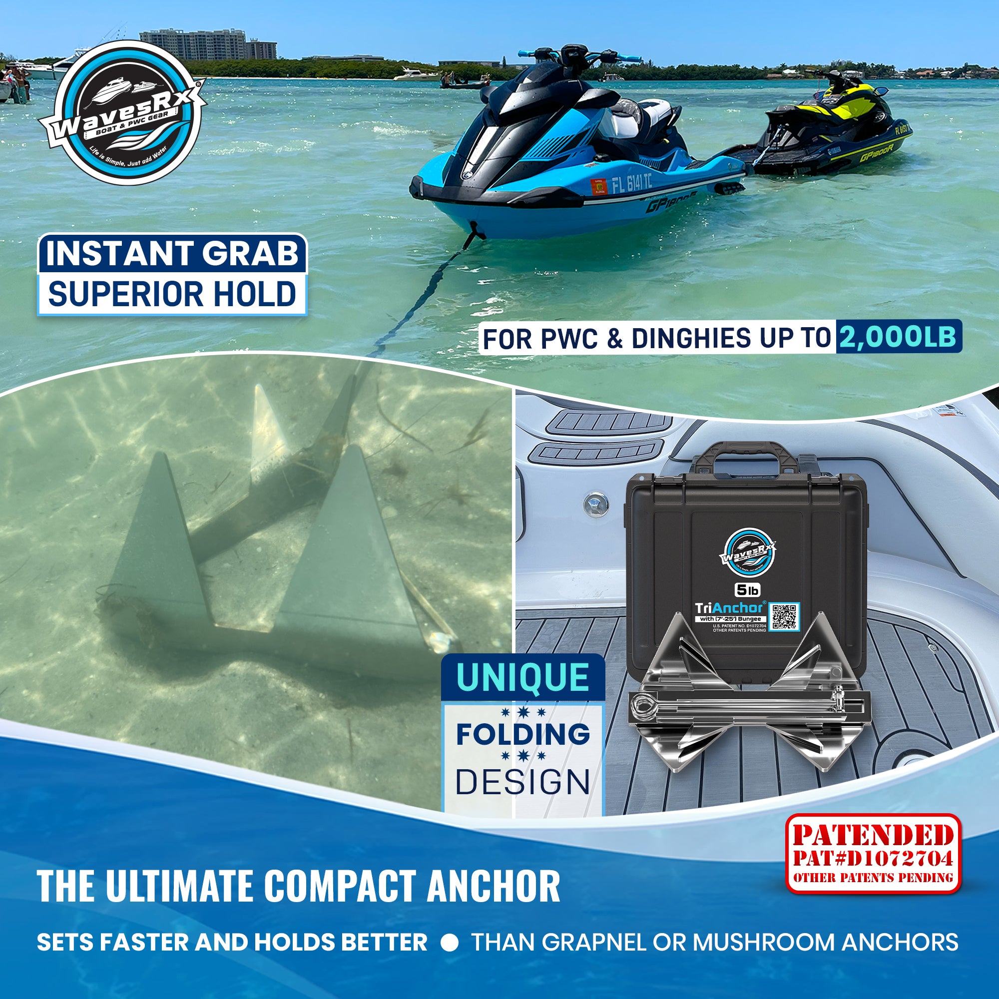 5LB TRIANCHOR + 7FT BUNGEE