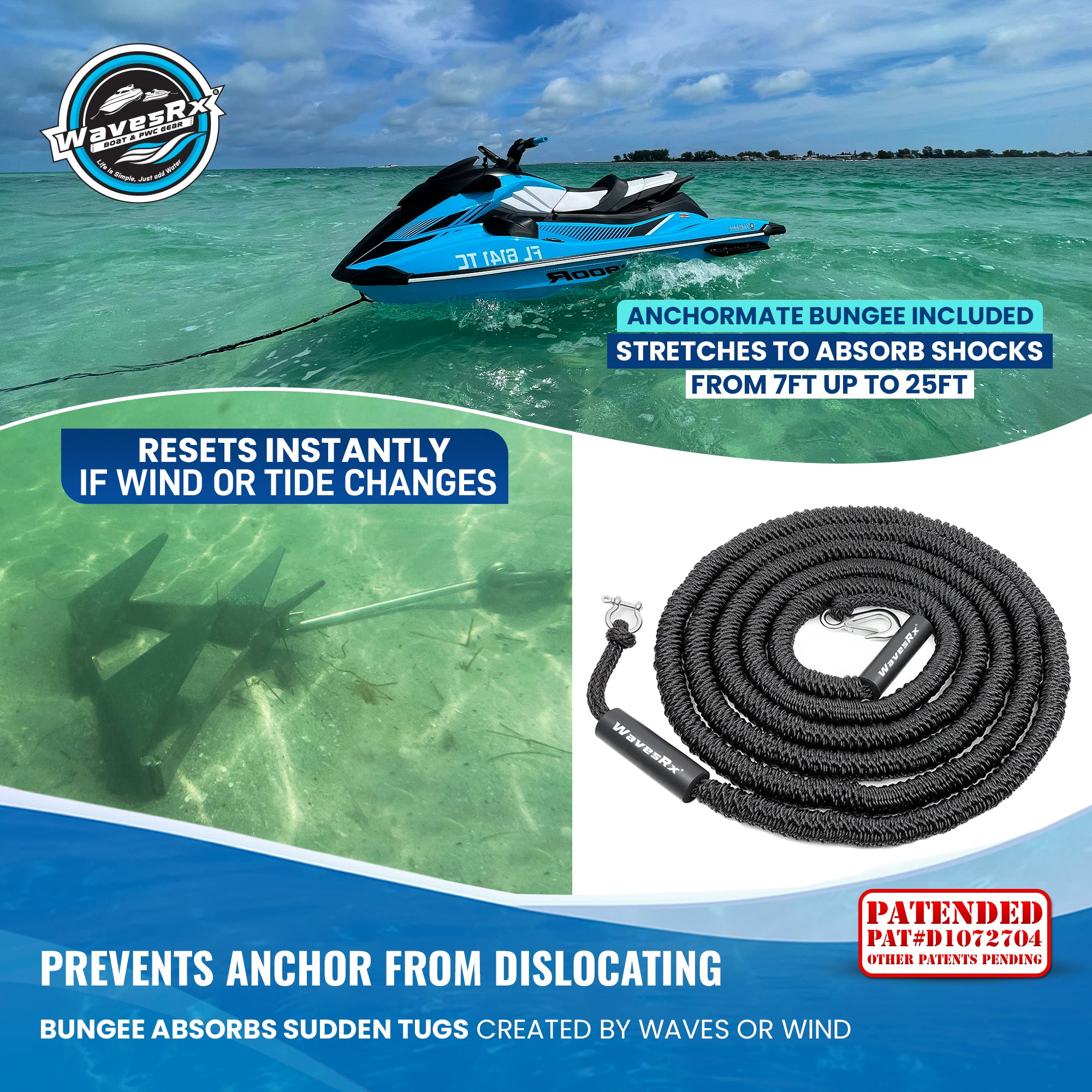 5LB TRIANCHOR + 7FT BUNGEE