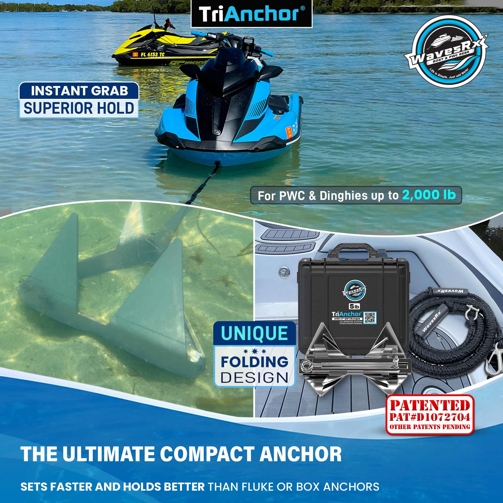 5LB TRIANCHOR + 7FT BUNGEE