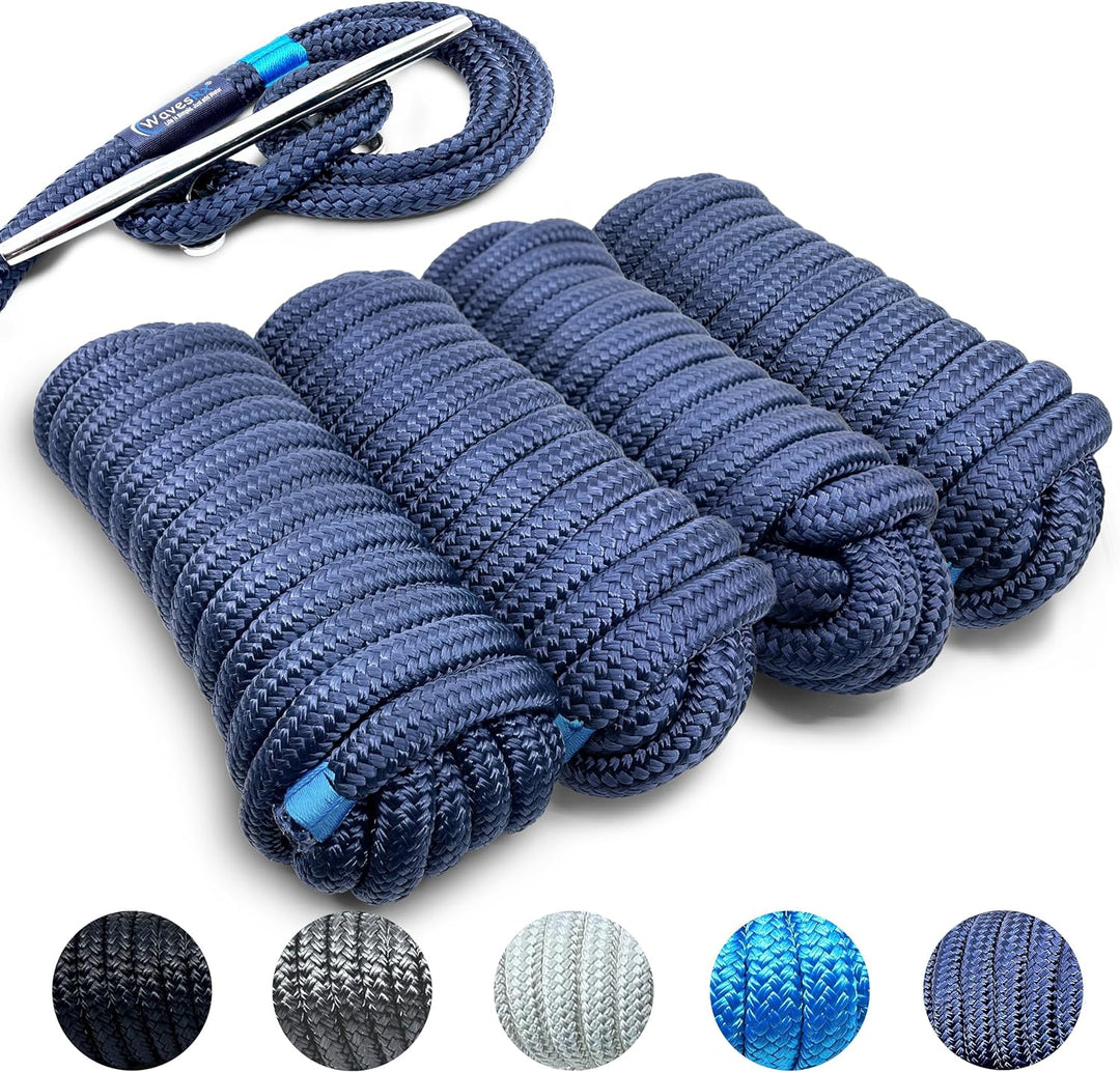 5/8” x 25’ Premium Dock Line for Boats Up to 45ft Long (4pk)