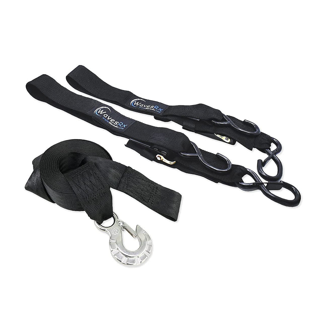 JET SKI TRAILER WINCH STRAP + 2PK 48" TRANSOM TIE-DOWN STRAPS