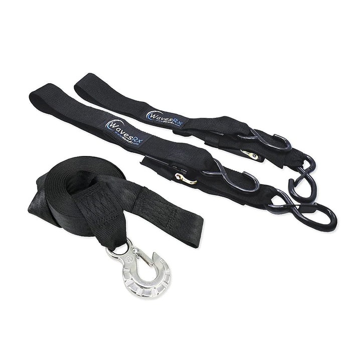 JET SKI TRAILER WINCH STRAP + 2PK 48" TRANSOM TIE-DOWN STRAPS