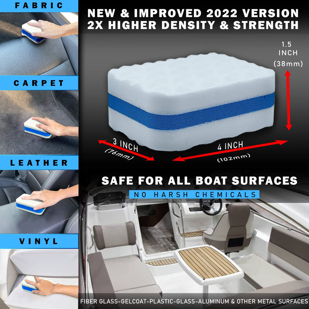 WavesRx Marine Grime & Scuff Remover Pads (Boat Erasers) + Salt Neutralizing BilgePods | Removes Salt & Mineral Deposits, Dirt, Deck Marks, Scratches & Black Streaks | Cleans Your Bilge While You Ride