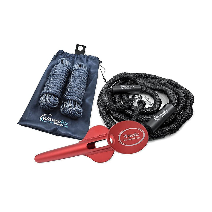 WAVESRX BUNGEE LINE (14' - 50') + ALUMINUM SAND ANCHOR + PREMIUM BOAT DOCK LINE ⅜” X 15’ (VALUE BUNDLE) | SECURELY ANCHOR YOUR JET SKI IN SHALLOW WATER NEAR BEACH OR SANDBAR