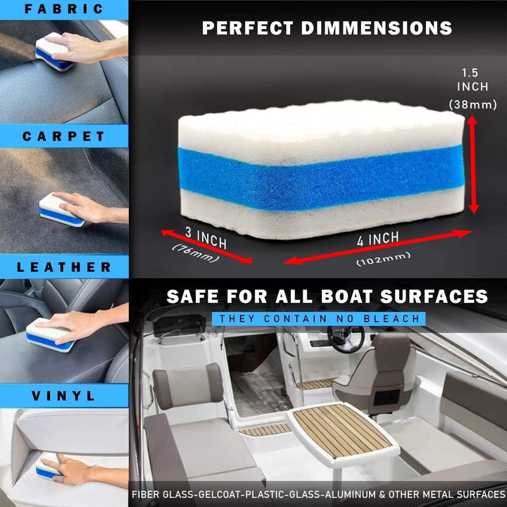 WAVESRX BOAT & JET SKI MARINE SCUFF & GRIME ERASER PADS + AQUASHIELD+ CERAMIC SEALANT FAST WAX SPRAY I ULTRA SLICK HYDROPHOBIC SHIELD WITH SILICON DIOXIDE (SIO2) I HIGH GLOSS POLISH FOR BOAT & JET SKI