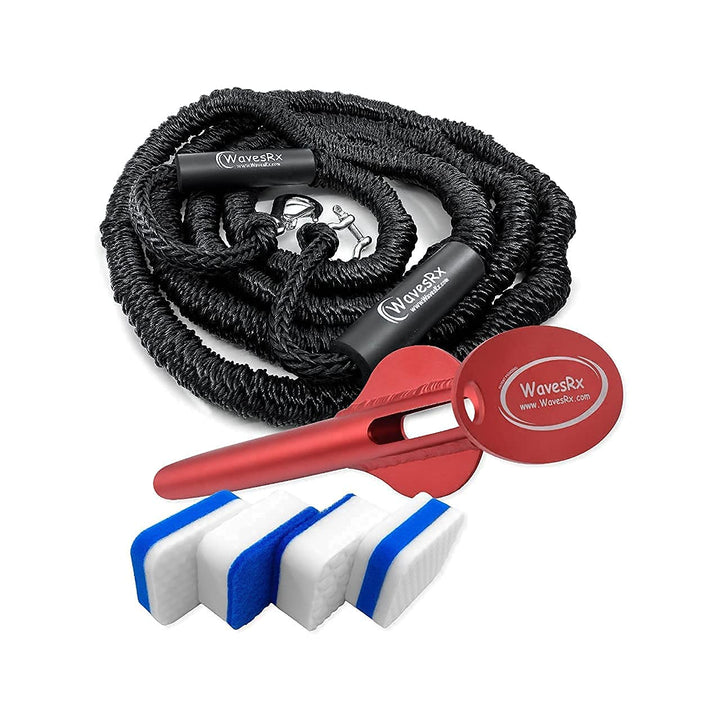 WAVESRX Bungee Line (14' - 50') + Aluminum Sand Anchor + Marine Scuff & Grime Eraser Pads (Magic Bundle) | Securely Anchor Your Jet Ski in Shallow Water Near Beach or Sandbar + Keep your PWC Clean