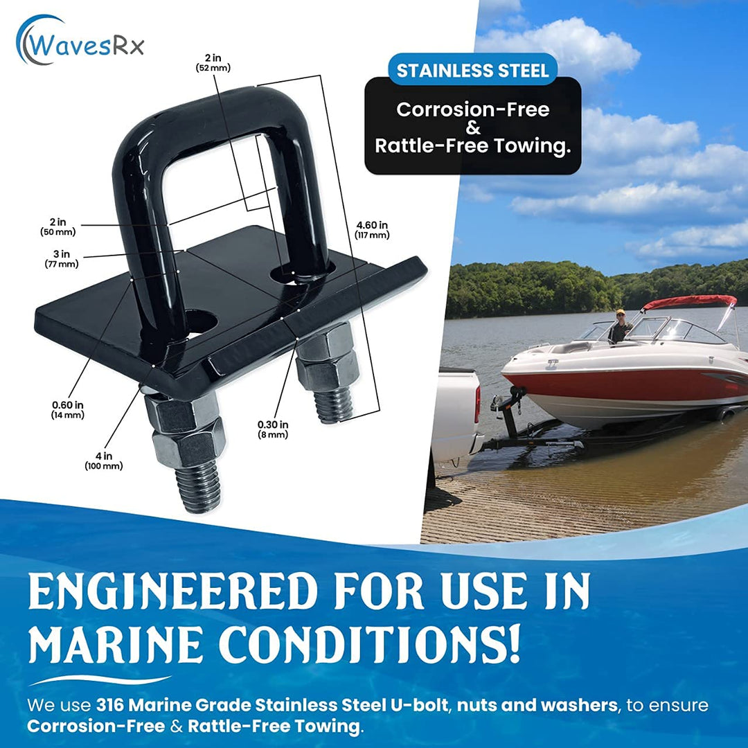 WAVESRX Boat Trailer Premium Winch Strap with Stainless Steel Hook + Boat Trailer Hitch Tightener & Stabilizer (Value Bundle) | Perfect for Boat, Pontoon & Jet Skis