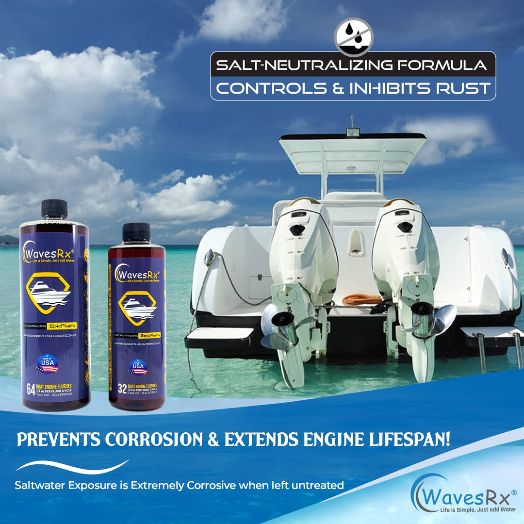 WAVESRX BOAT SCUFF & GRIME ERASERS + SALT-NEUTRALIZING BOAT WASH (EPICWASH) + MARINE ENGINE FLUSH & PROTECTANT (EPICFLUSH) + SALTWATER ACTIVATED BILGEPODS | KEEP YOUR WATERCRAFT CLEAN & CORROSION-FREE