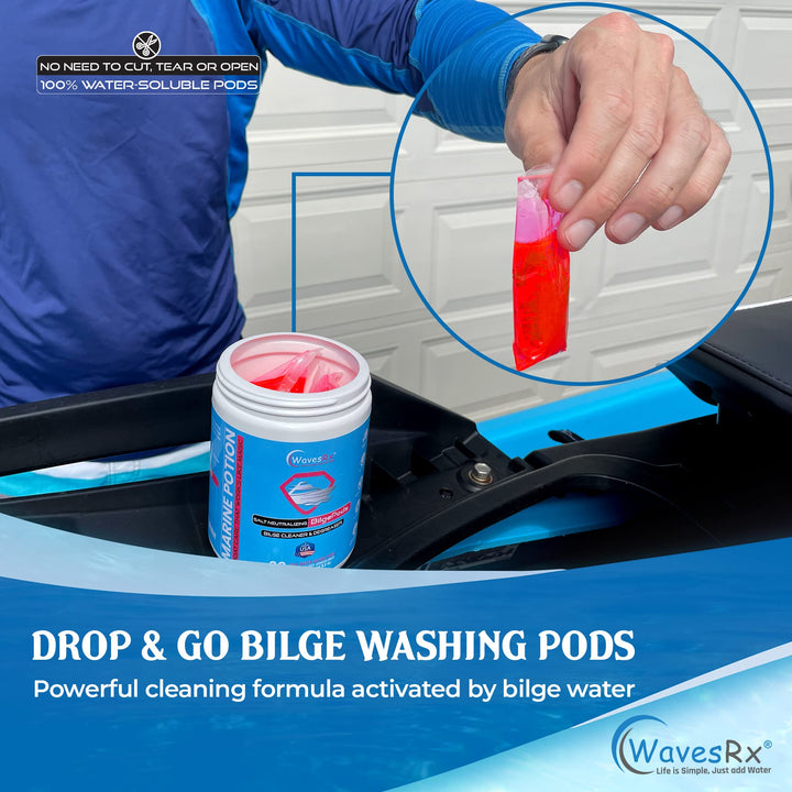 WAVESRX MARINE ENGINE FLUSH + BILGE CLEANING PODS | SALT-NEUTRALIZING FORMULAS THAT REMOVE RUST & MINERAL DEPOSITS TO PREVENT CORROSION | PROTECTS COMPONENTS FROM SALTWATER EXPOSURE & EXTENDS LIFESPAN
