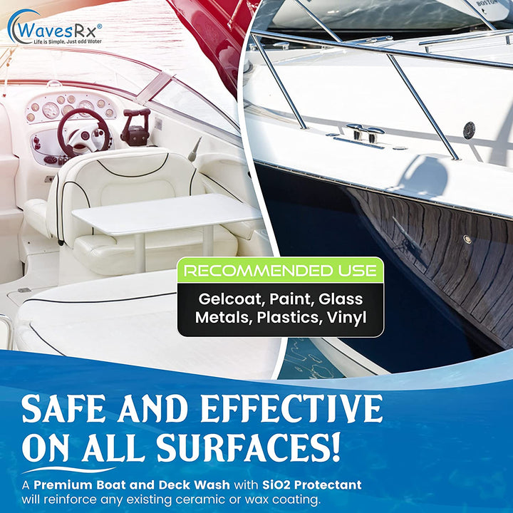 WAVESRX MARINE SCUFF ERASERS + CERAMIC SEALANT SPRAY WAX (AQUASHIELD) + SALT NEUTRALIZING BOAT WASH (EPICWASH) I HYDROPHOBIC SHIELD WITH SILICON DIOXIDE (SIO2) + HIGH GLOSS POLISH FOR BOAT & JET SKI