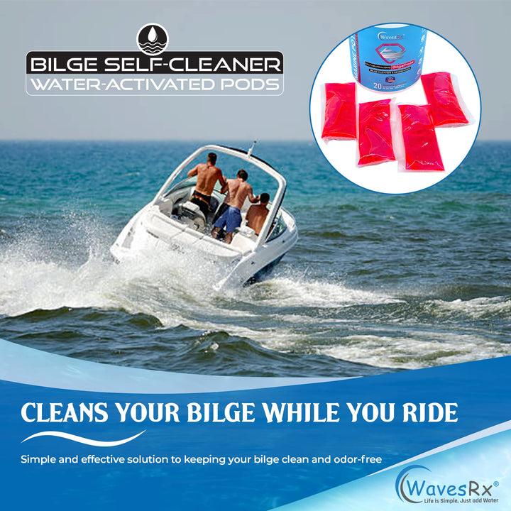 WavesRx Marine Grime & Scuff Remover Pads (Boat Erasers) + Salt Neutralizing BilgePods | Removes Salt & Mineral Deposits, Dirt, Deck Marks, Scratches & Black Streaks | Cleans Your Bilge While You Ride