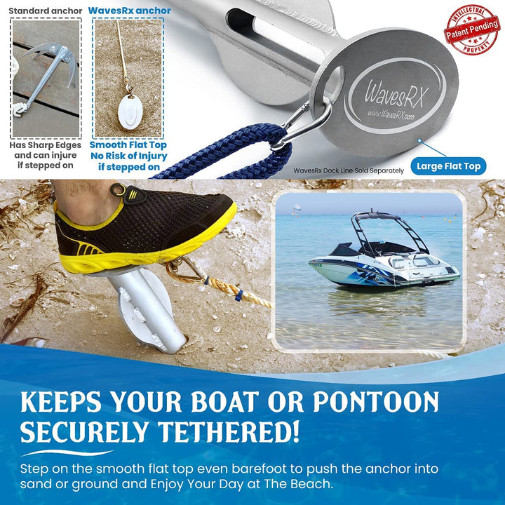 WAVESRX 18" BEACH SPIKE SAND ANCHOR + CERAMIC SEALANT SPRAY WAX (AQUASHIELD) I SECURELY ANCHOR YOUR BOAT OR JET SKI IN SHALLOW WATER NEAR BEACH OR SANDBAR + ULTRA SLICK HYDROPHOBIC COATING WITH SILICO