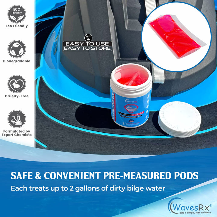 WAVESRX MARINE ENGINE FLUSH & PROTECTANT (EPICFLUSH) + SALT-NEUTRALIZING BILGE CLEANER (BILGEPODS) | BOAT ENGINE CLEANER & PROTECTOR - REMOVES SALT & RUST I WATER-ACTIVATED BILGE CLEANING AS YOU RIDE