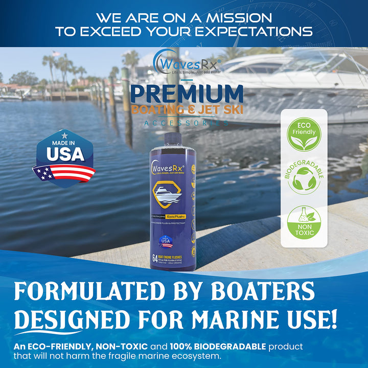 WAVESRX BOAT SCUFF & GRIME ERASERS + SALT-NEUTRALIZING BOAT WASH (EPICWASH) + MARINE ENGINE FLUSH & PROTECTANT (EPICFLUSH) + SALTWATER ACTIVATED BILGEPODS | KEEP YOUR WATERCRAFT CLEAN & CORROSION-FREE