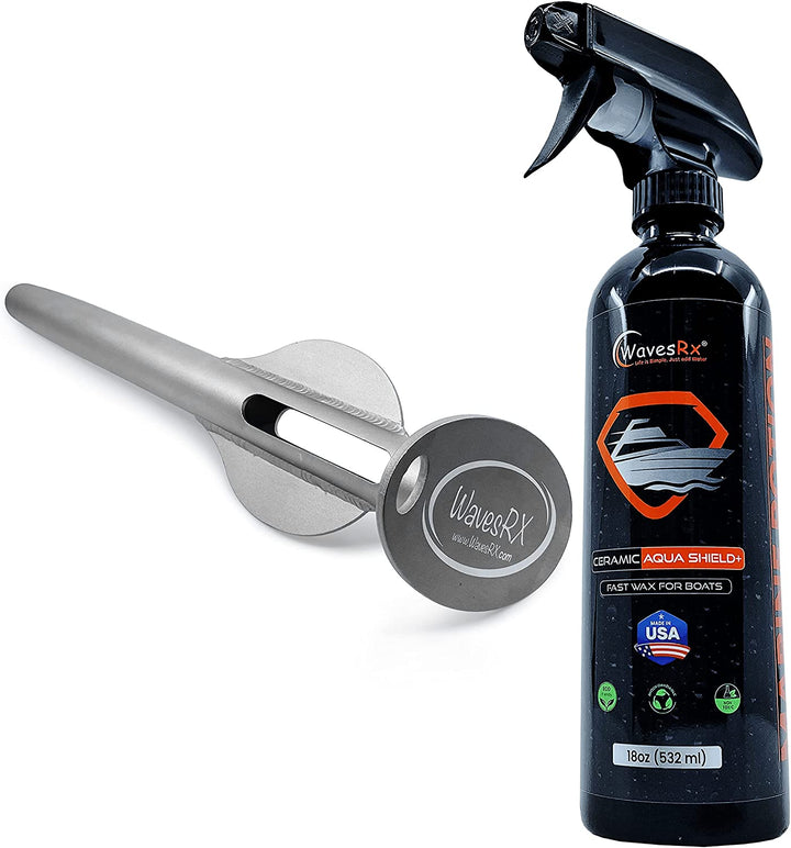 WAVESRX 18" BEACH SPIKE SAND ANCHOR + CERAMIC SEALANT SPRAY WAX (AQUASHIELD) I SECURELY ANCHOR YOUR BOAT OR JET SKI IN SHALLOW WATER NEAR BEACH OR SANDBAR + ULTRA SLICK HYDROPHOBIC COATING WITH SILICO